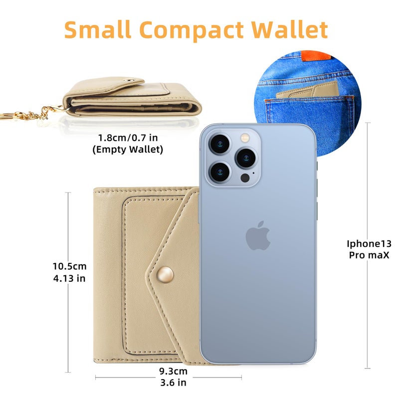 Gostwo Womens Wallet RFID Blocking Small Wallets Woman Credit Card Holder Trifold Ladies Wallets with Coins Zipper Pocket(Sand) - Image 2